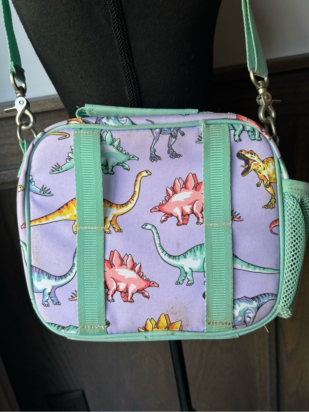 Pottery Barn Kids Lavender Dinosaur Crossbody with Mint Trim - Picture 5 of 9